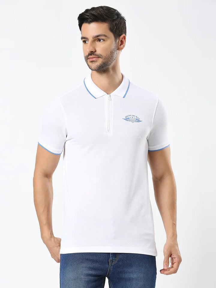 White Regular Fit Men's Polo T-Shirt