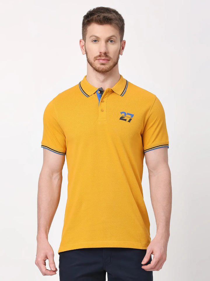 Mustard Regular Fit Men's Polo T-Shirt
