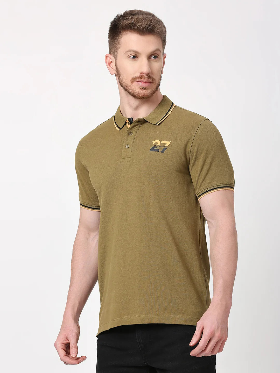 Being Human Clothing Men Regular Fit T-Shirts-Olive