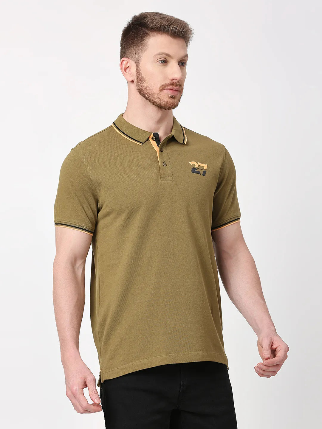 Being Human Clothing Men Regular Fit T-Shirts-Olive