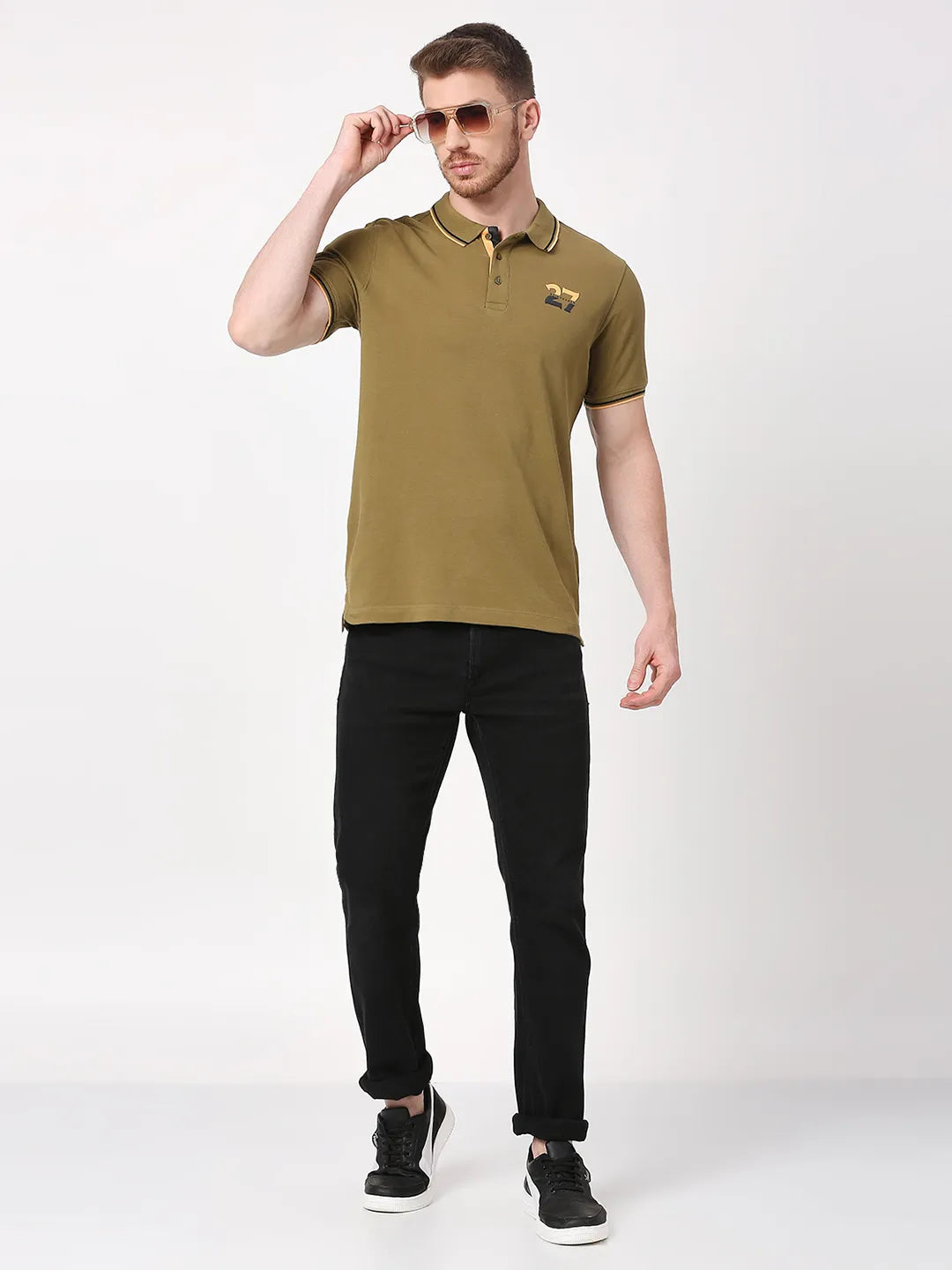 Being Human Clothing Men Regular Fit T-Shirts-Olive