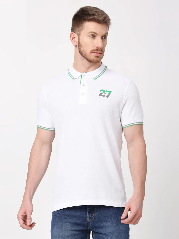 White Regular Fit Men's Polo T-Shirt