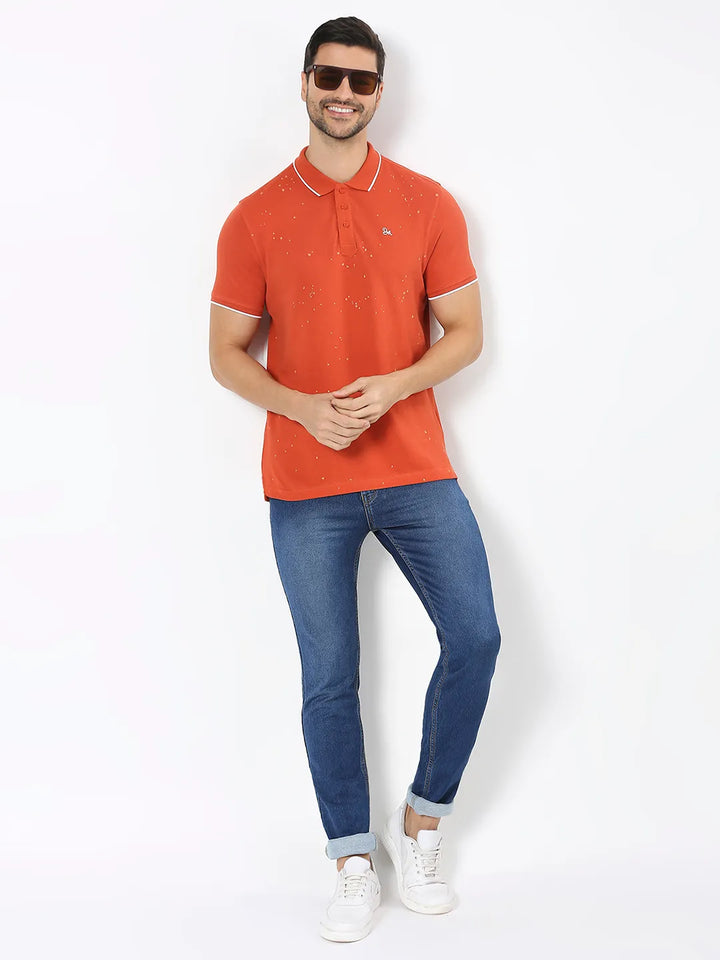 Orange Regular Fit Men's Polo T-Shirt by Being Human Clothing