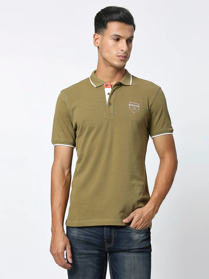 Green Regular Fit Men's Polo T-Shirt