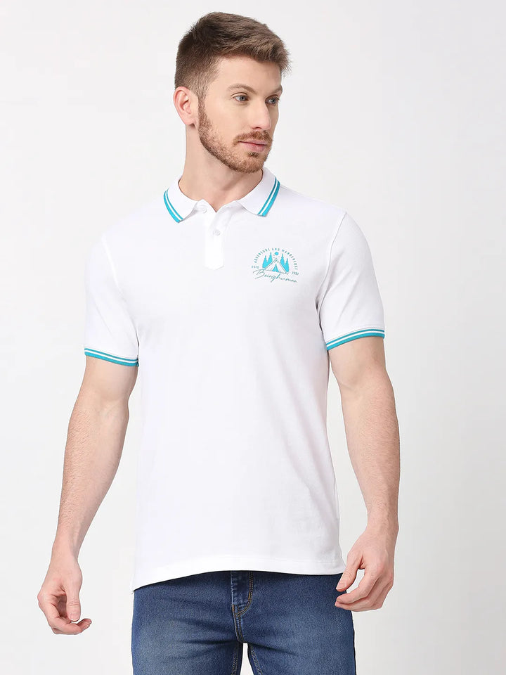 White Regular Fit Men's Polo T-Shirt