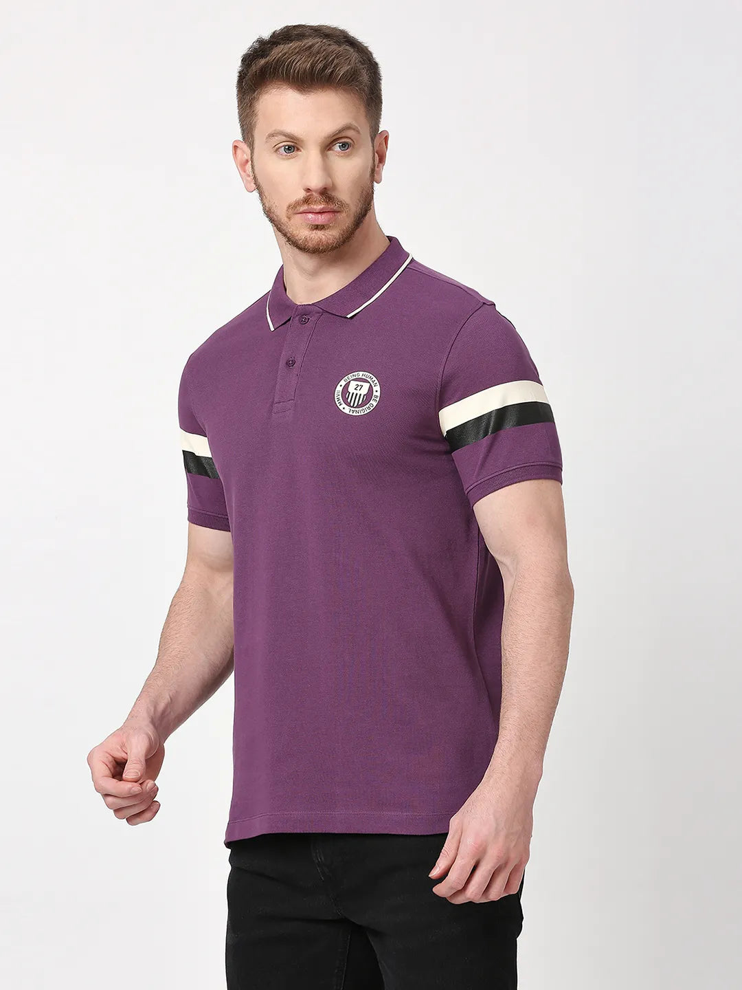 Being Human Clothing Men Regular Fit T-Shirts-Grape