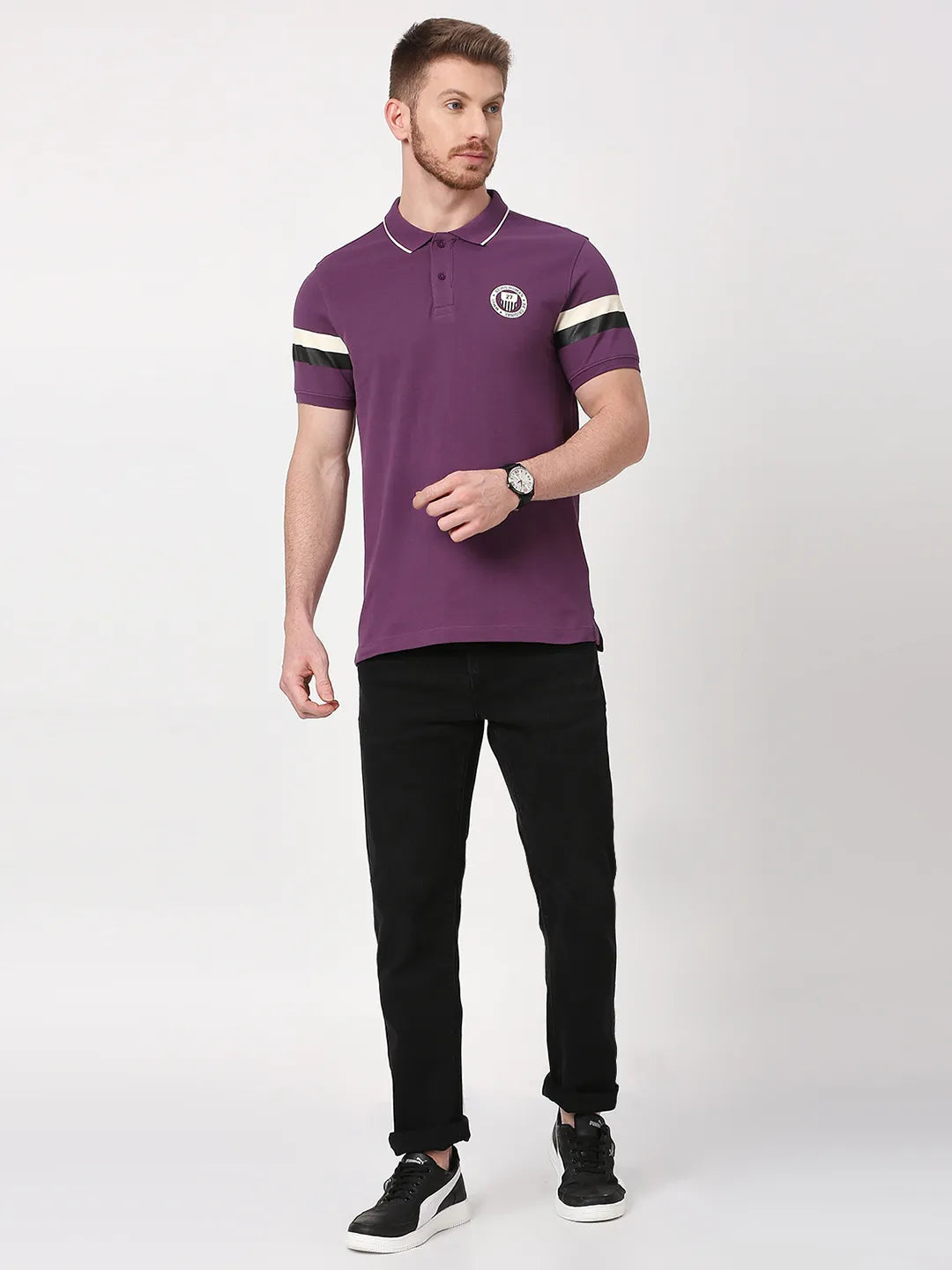 Being Human Clothing Men Regular Fit T-Shirts-Grape