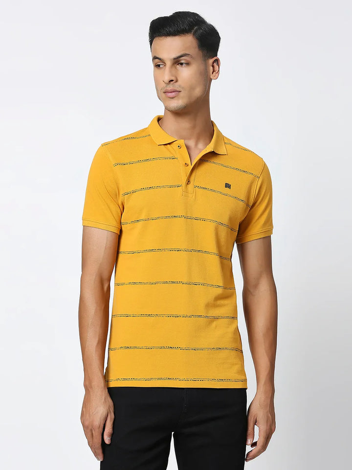 Mustard Regular Fit Men's Polo T-Shirt by Being Human Clothing