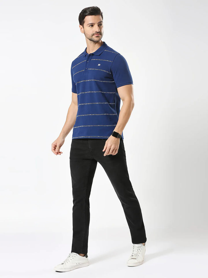 Navy Regular Fit Men's Polo T-Shirt by Being Human Clothing