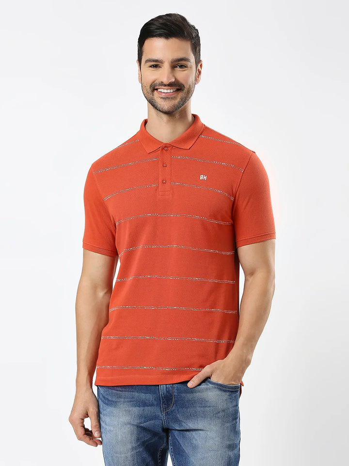 Rust Regular Fit Men's Polo T-Shirt by Being Human Clothing