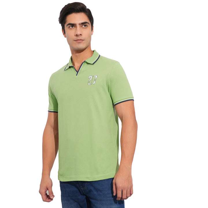 Green Regular Fit Men's Polo T-Shirt by Being Human Clothing