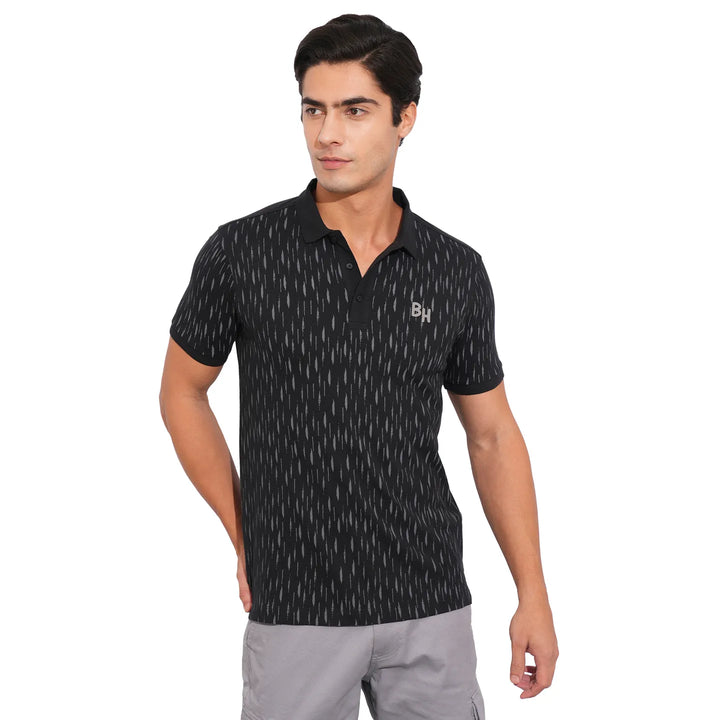 Black Regular Fit Men's Polo T-Shirt by Being Human Clothing