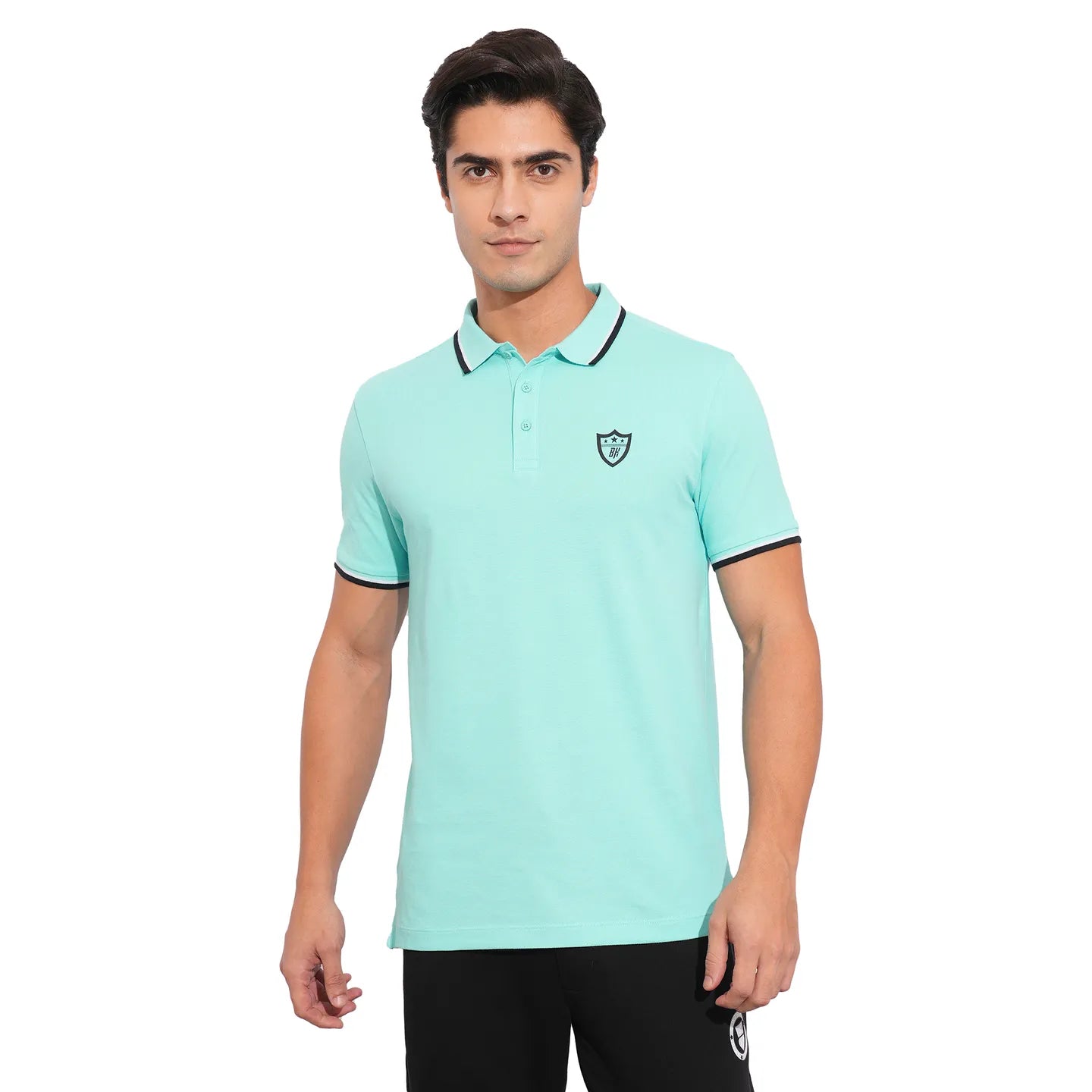 Being Human Clothing-Mens-Top-Polo Neck Aqua