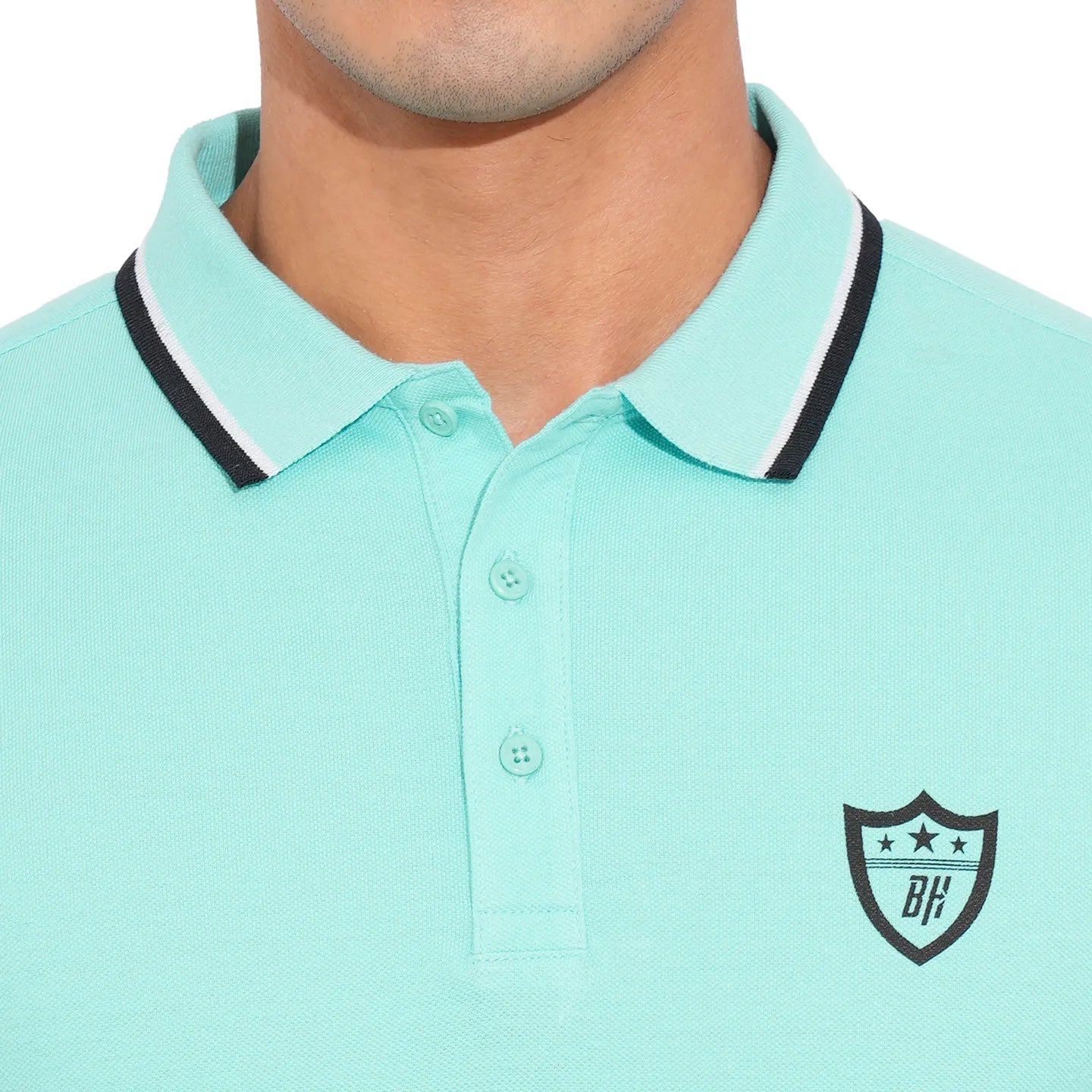 Being Human Clothing-Mens-Top-Polo Neck Aqua