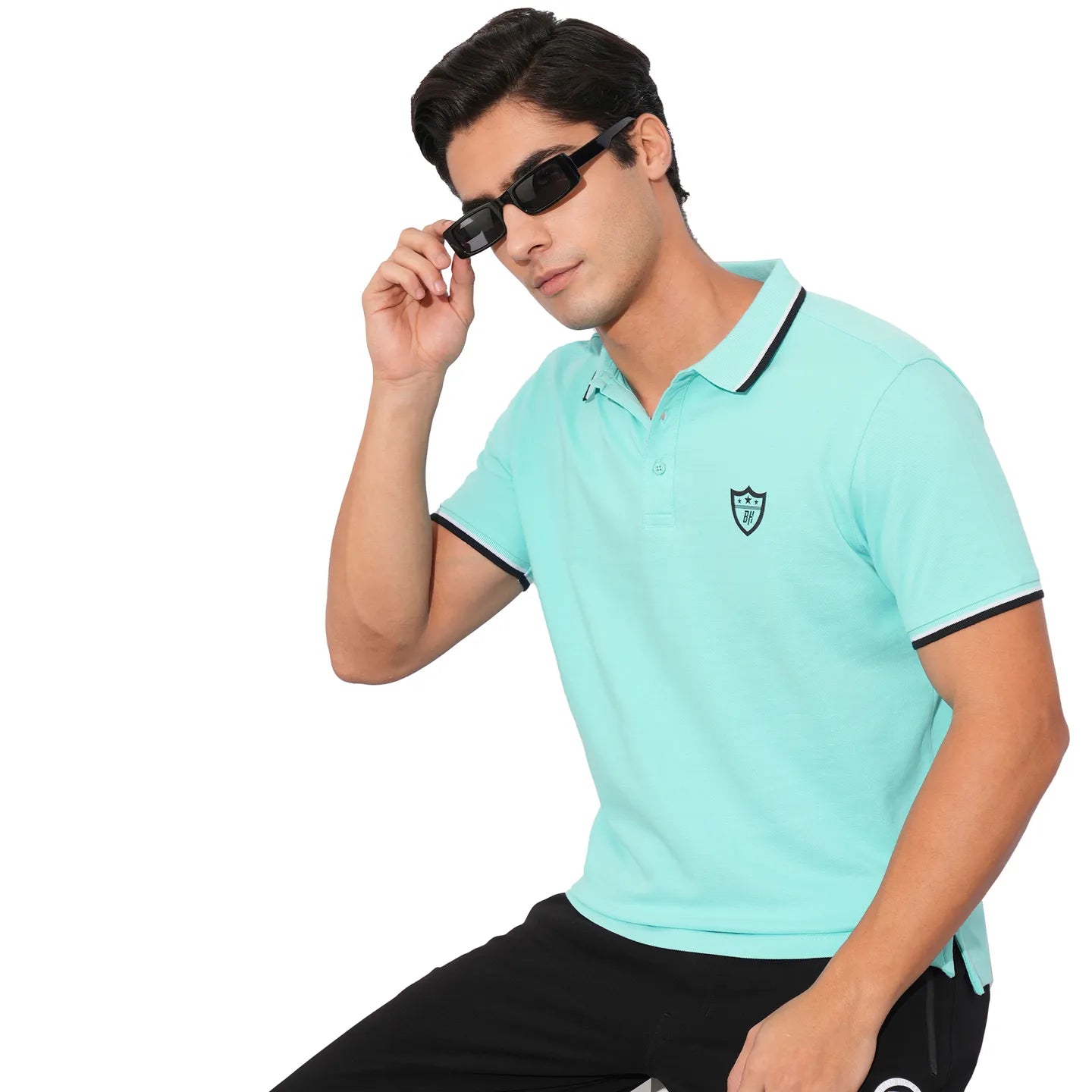Being Human Clothing-Mens-Top-Polo Neck Aqua