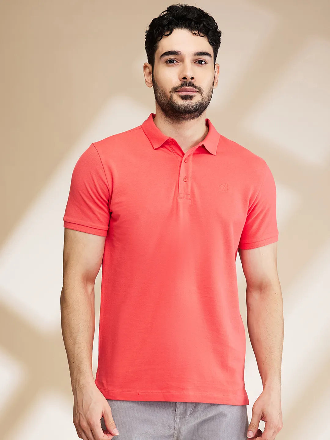 Being Human Clothing Mens-Top Polo Neck Coral