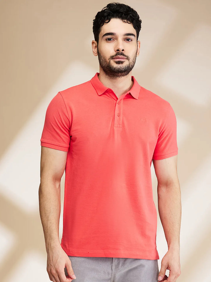 Coral Regular Fit Men's Polo T-Shirt by Being Human Clothing