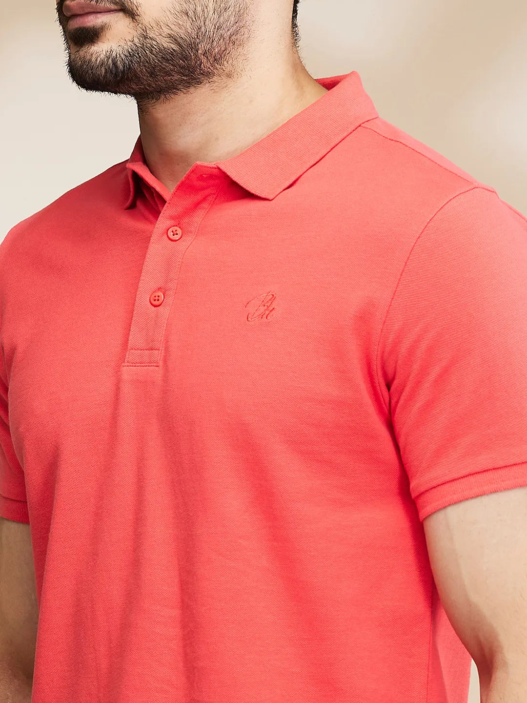 Being Human Clothing Mens-Top Polo Neck Coral