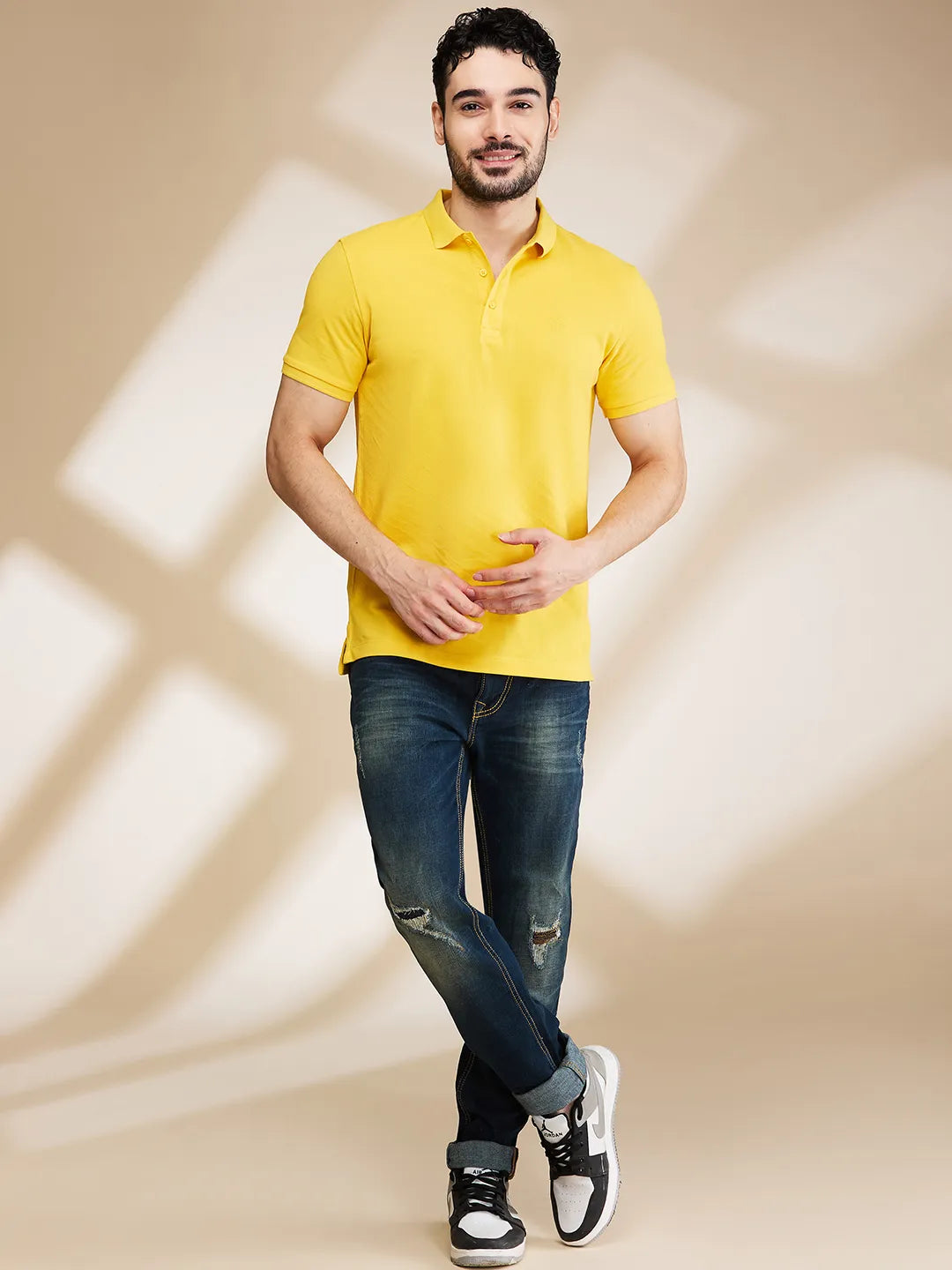 Being Human Clothing Mens-Top Polo Neck Mustard