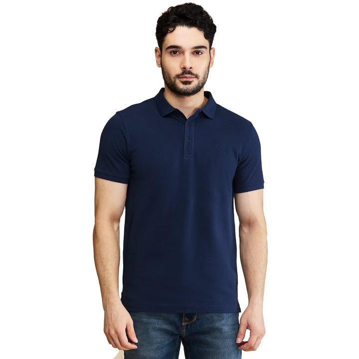 Navy Regular Fit Men's Polo T-Shirt by Being Human Clothing