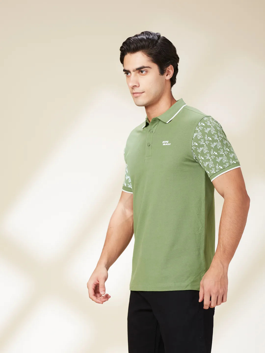 Being Human Clothing Mens-Top Polo Neck Dk.Olive