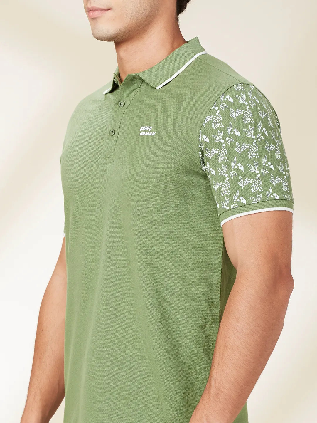 Being Human Clothing Mens-Top Polo Neck Dk.Olive