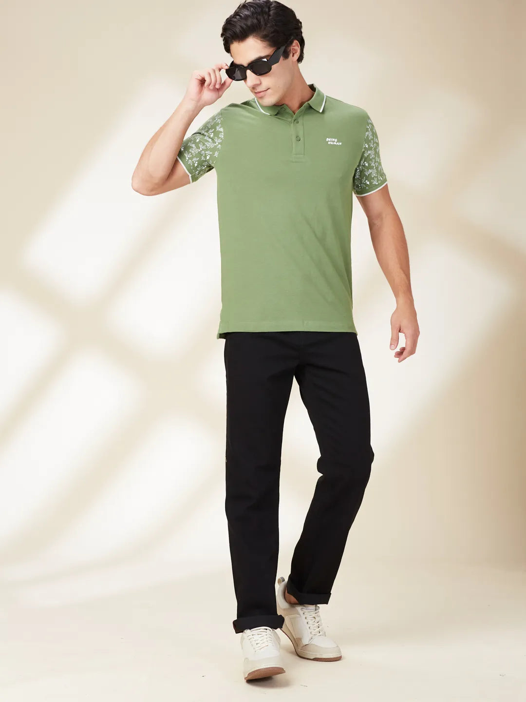 Being Human Clothing Mens-Top Polo Neck Dk.Olive