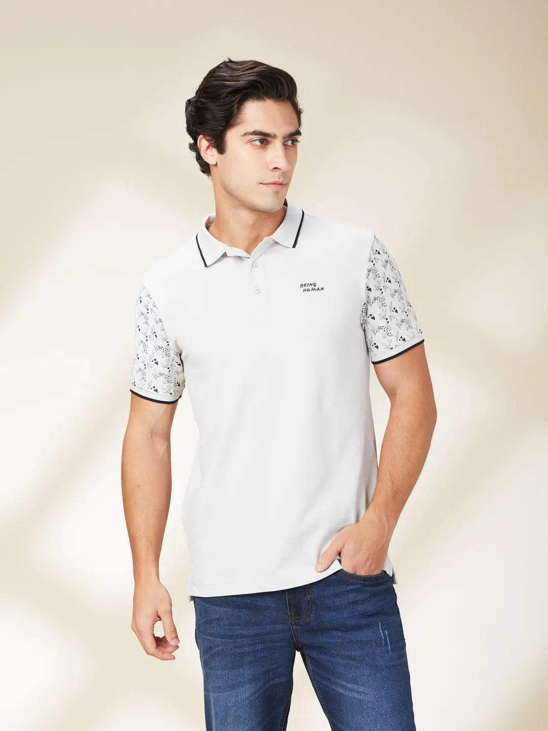 Being Human Clothing Mens-Top Polo Neck Grey