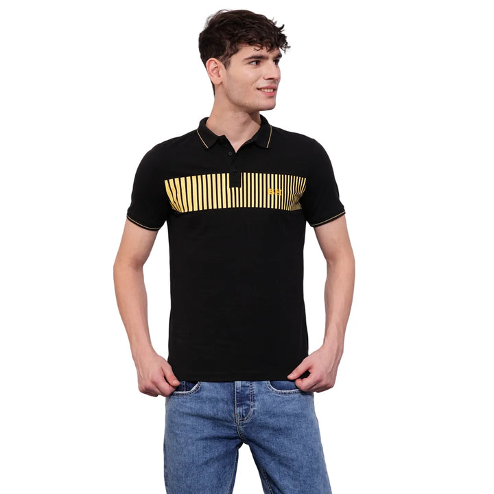 Black Regular Fit Men's Polo T-Shirt
