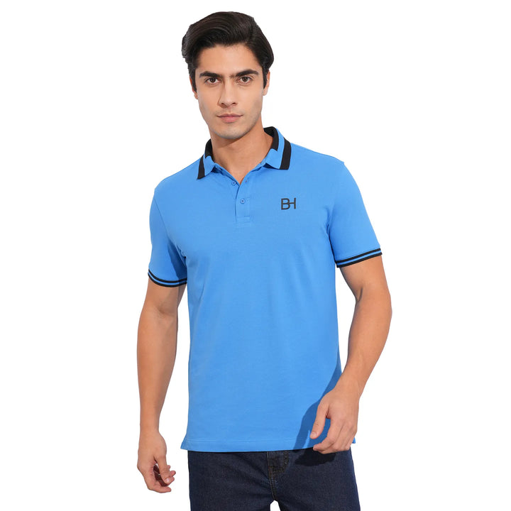 Blue Regular Fit Men's Polo T-Shirt
