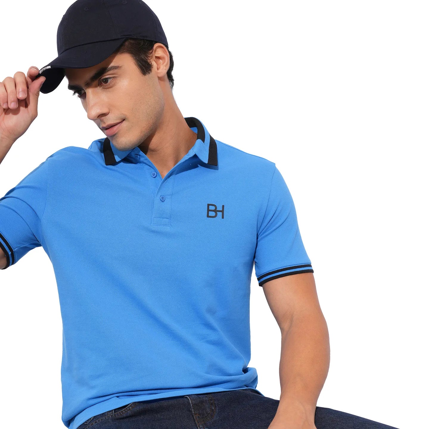 Being Human Clothing-Mens-Top-Polo Neck Blue