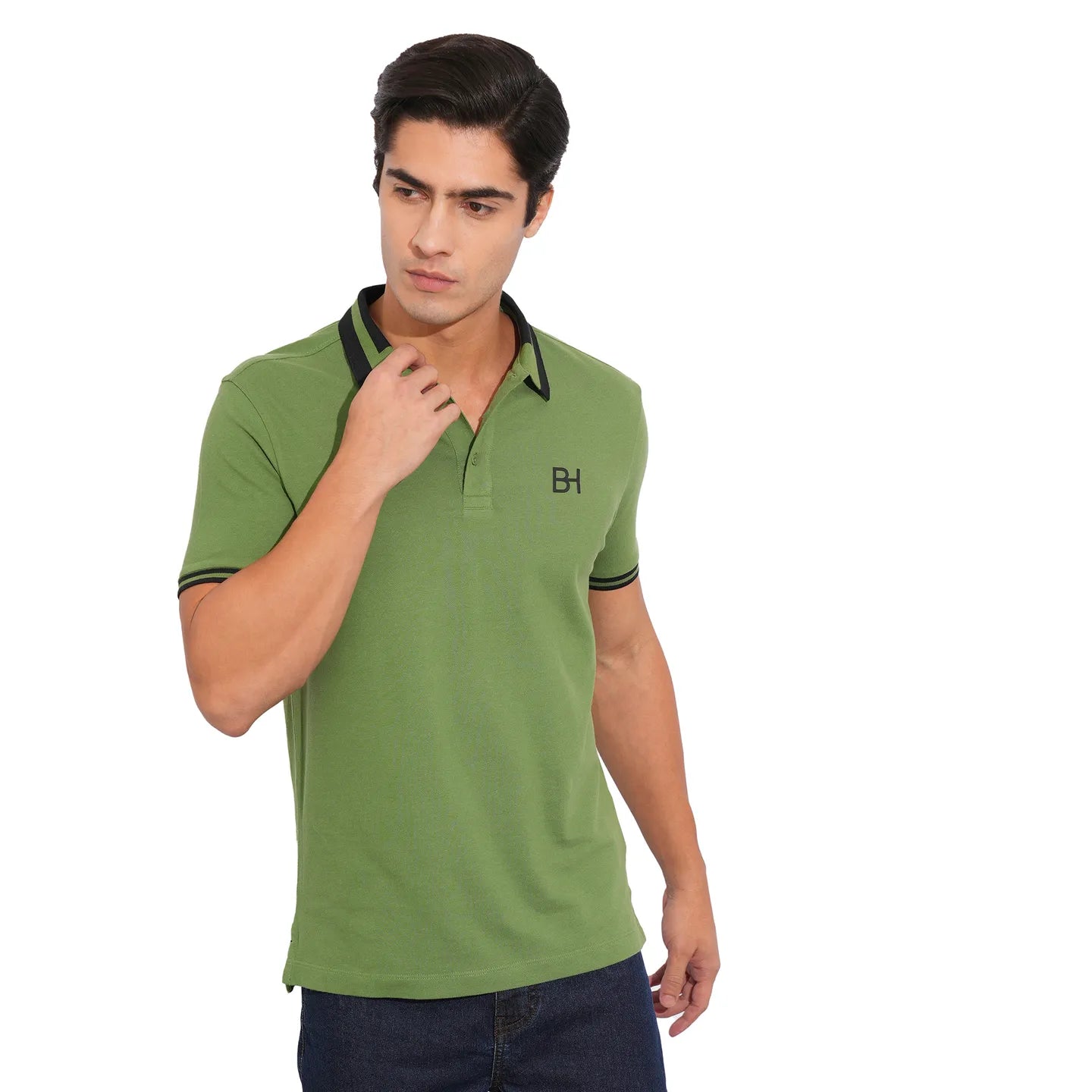 Being Human Clothing-Mens-Top-Polo Neck Dk.Olive