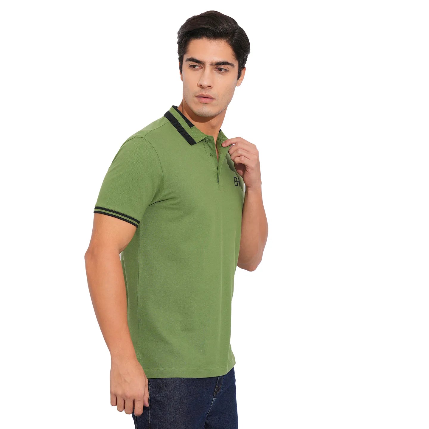 Being Human Clothing-Mens-Top-Polo Neck Dk.Olive