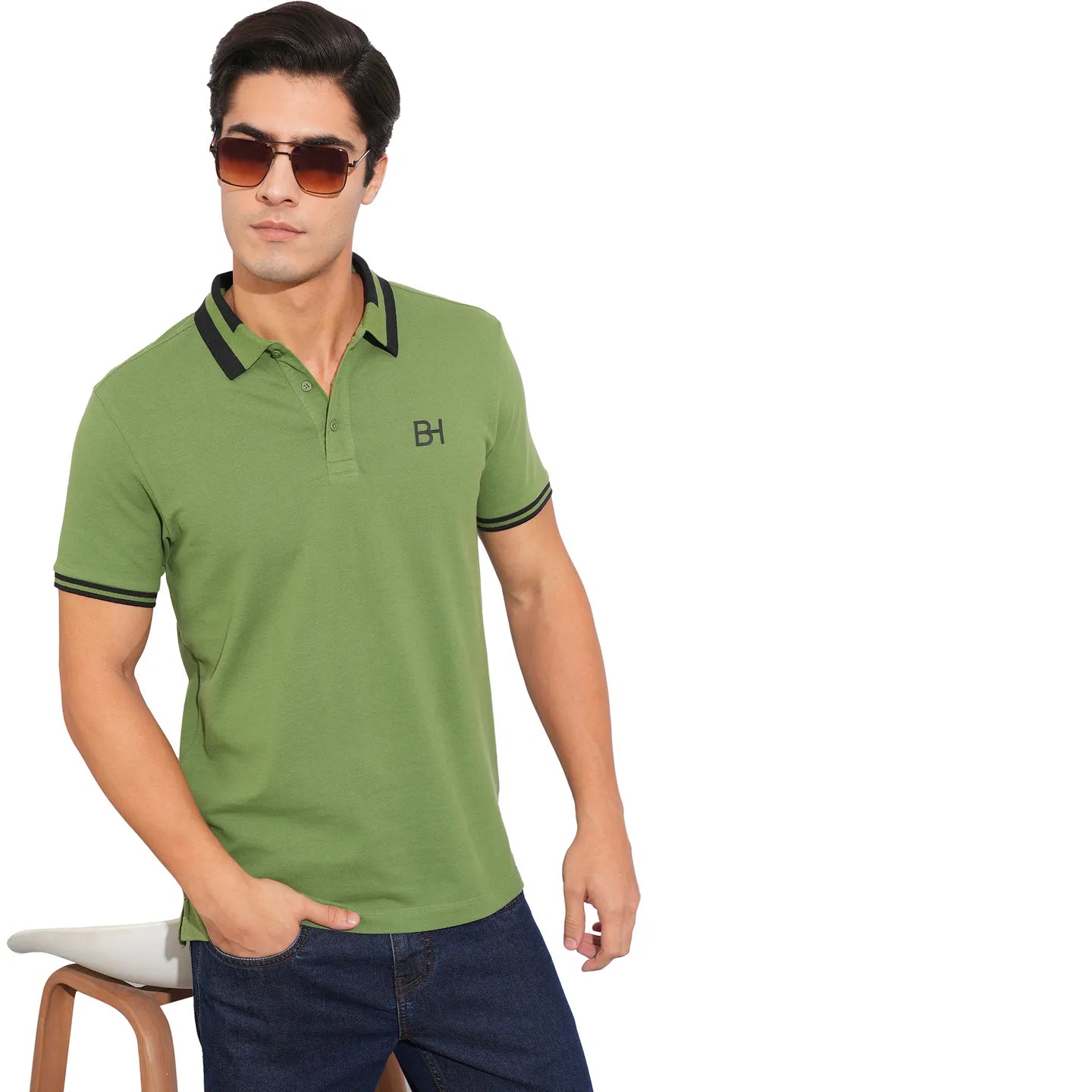 Being Human Clothing-Mens-Top-Polo Neck Dk.Olive