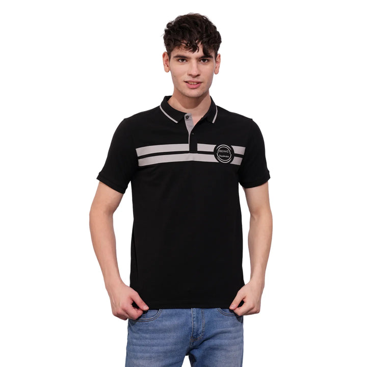 Black Regular Fit Men's Polo T-Shirt
