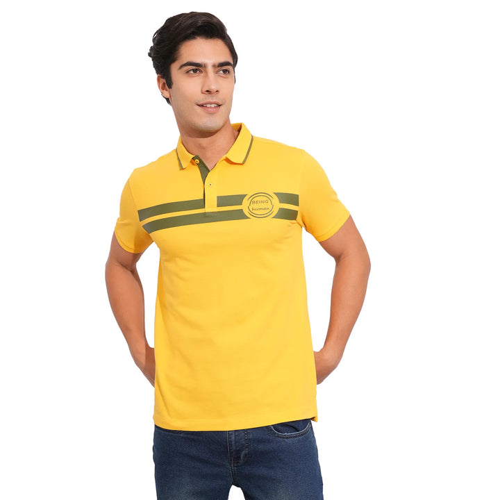Mustard Regular Fit Men's Polo T-Shirt by Being Human Clothing