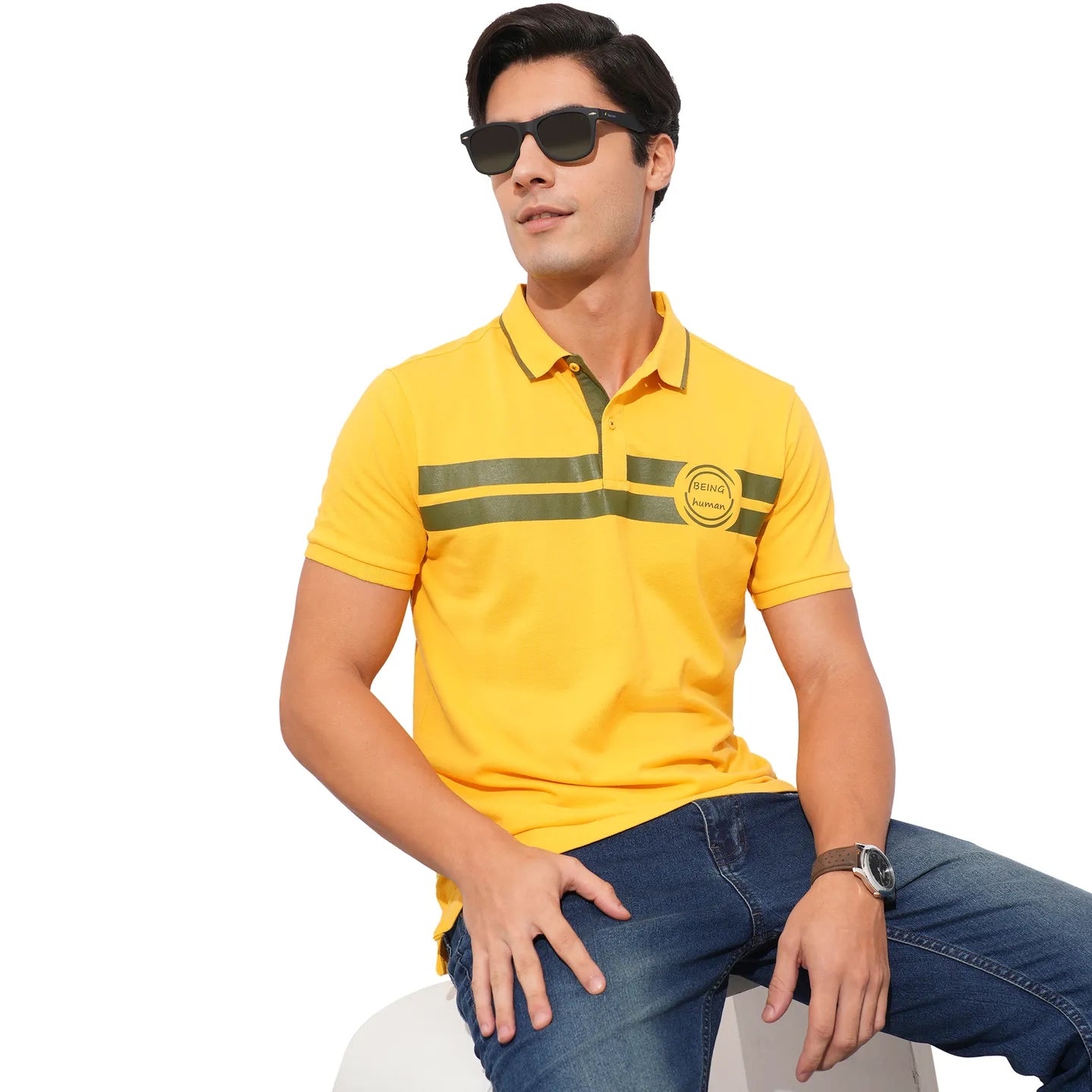 Being Human Clothing-Mens-Top-Polo Neck Mustard