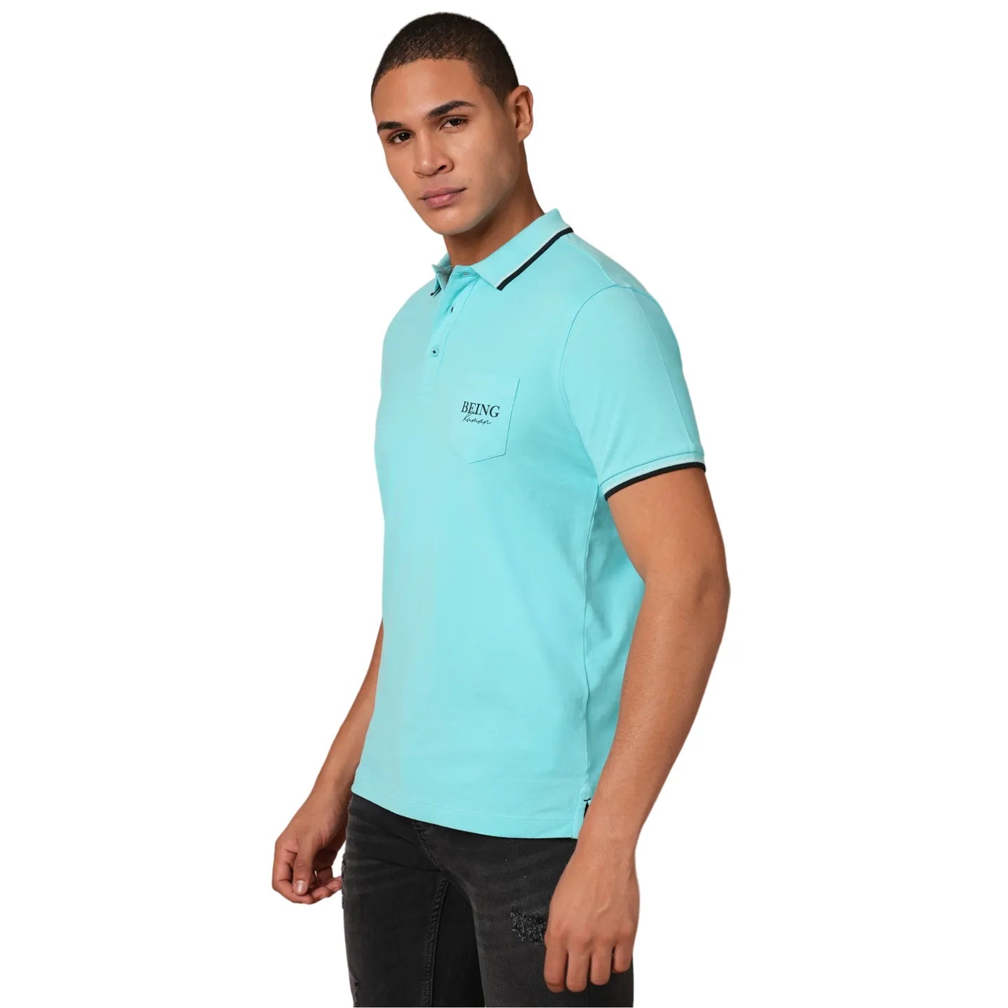 Aqua Regular Fit Men's Polo T-Shirt by Being Human Clothing