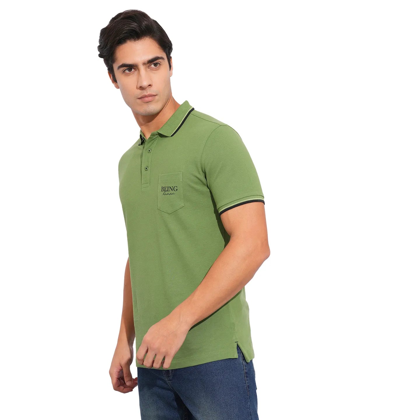 Being Human Clothing-Mens-Top-Polo Neck Dk.Olive