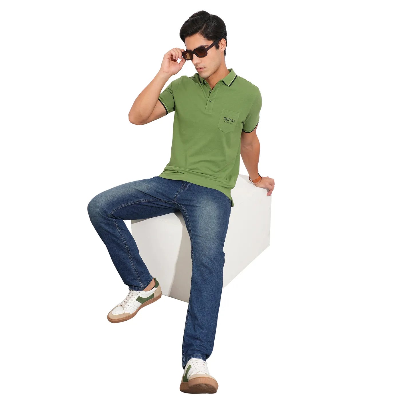 Being Human Clothing-Mens-Top-Polo Neck Dk.Olive