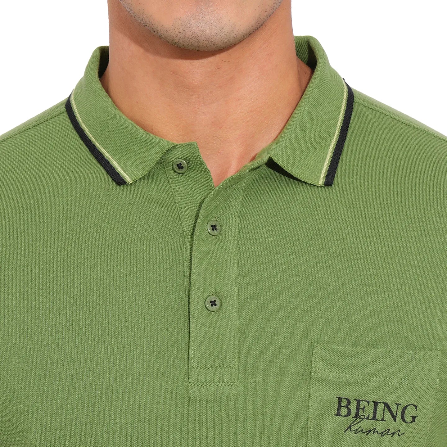 Being Human Clothing-Mens-Top-Polo Neck Dk.Olive