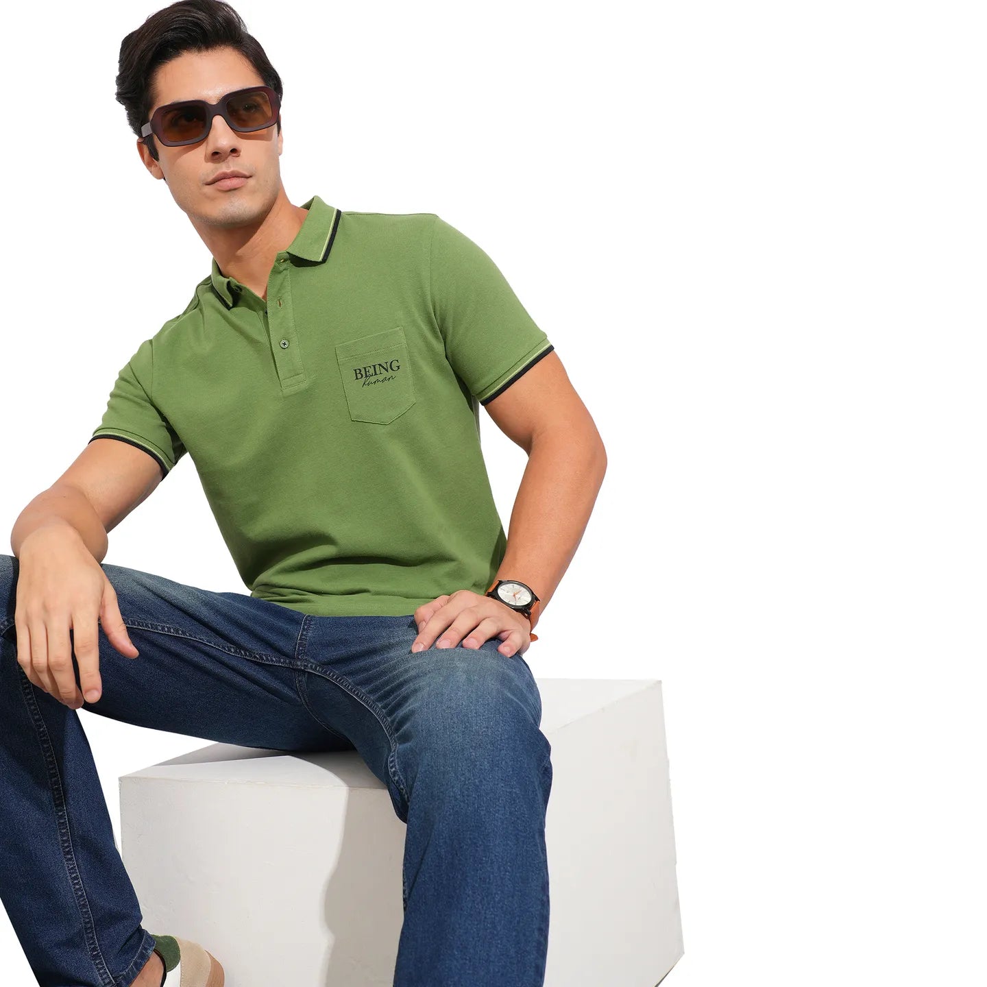 Being Human Clothing-Mens-Top-Polo Neck Dk.Olive