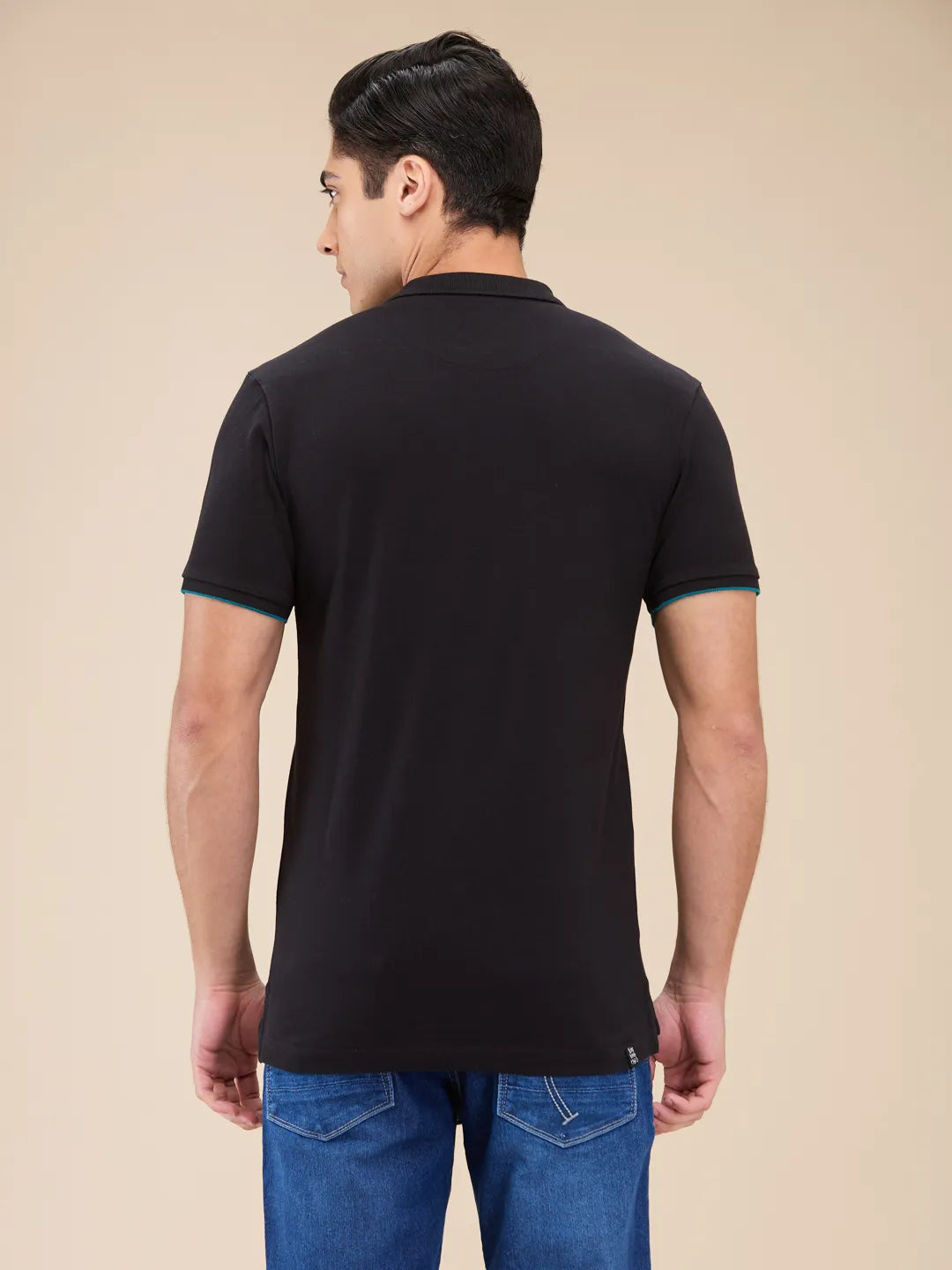 Mens-Top Polo Neck Black by Being Human Clothing
