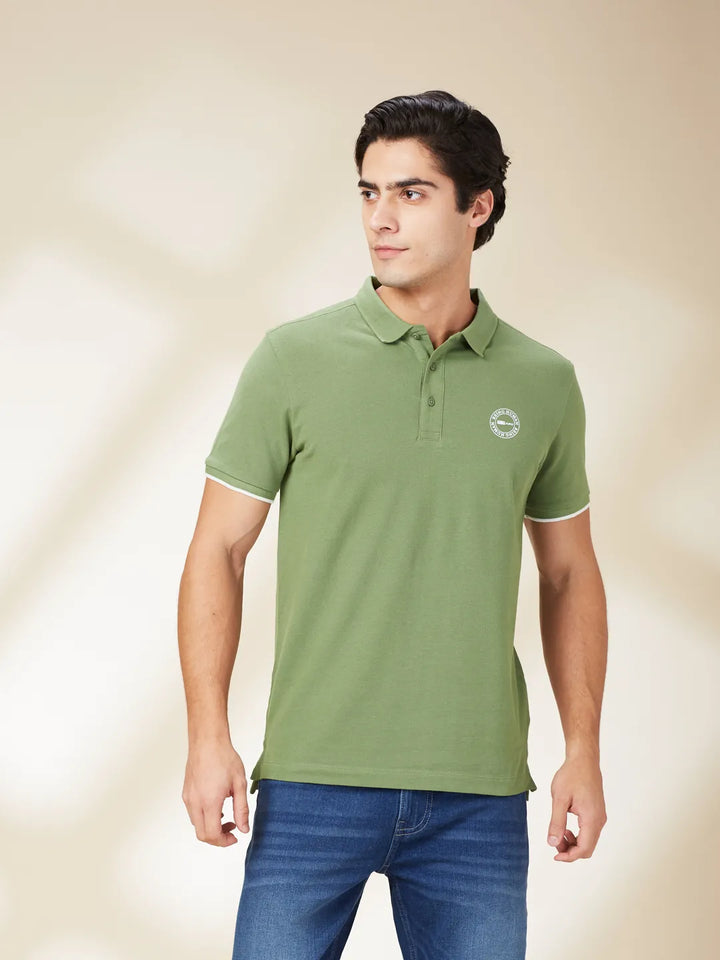 Dark Olive Regular Fit Men's Polo T-Shirt