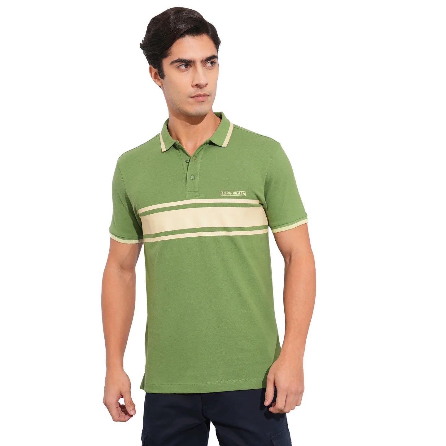 Being Human Clothing-Mens-Top-Polo Neck Dk.Olive