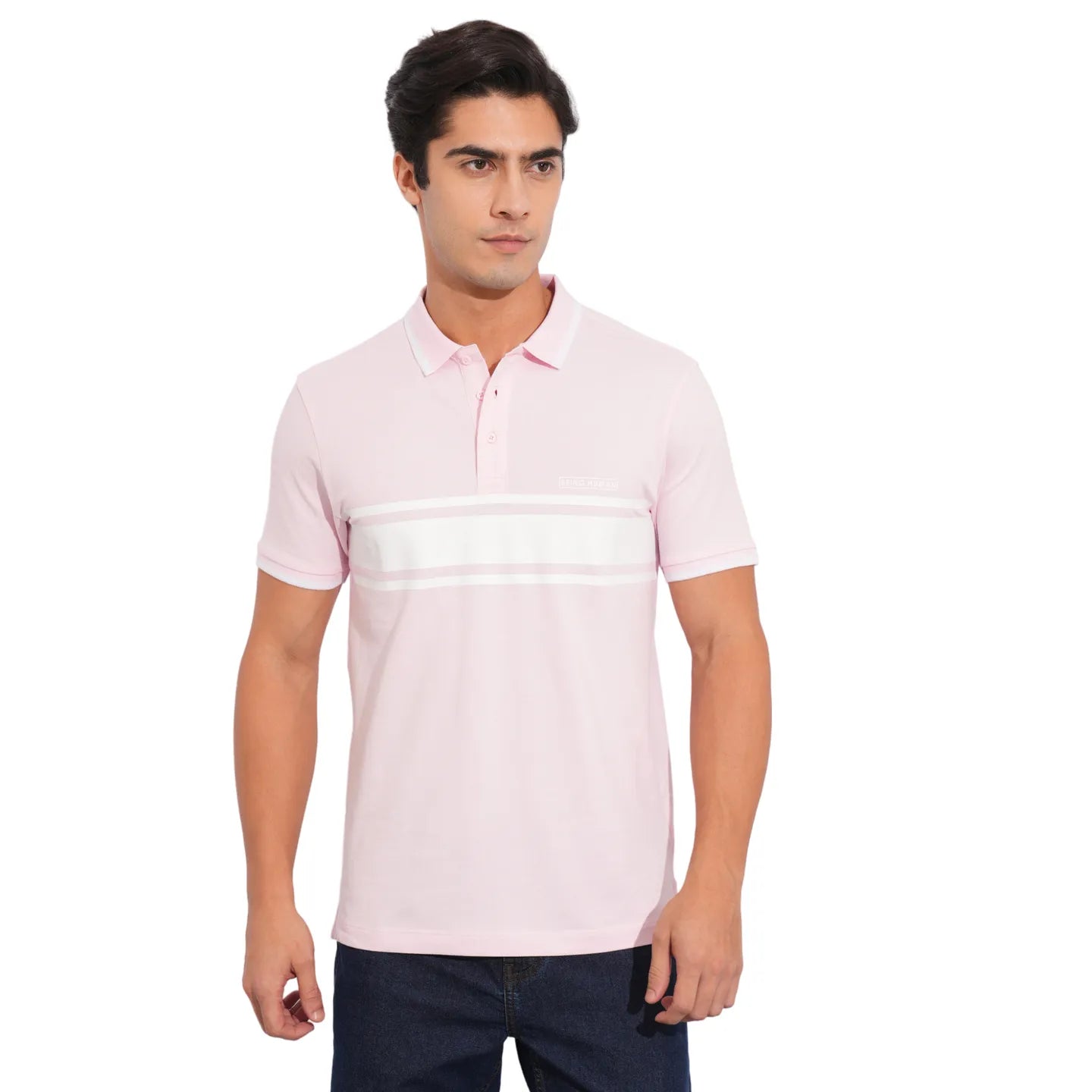 Being Human Clothing-Mens-Top-Polo Neck Lt.Pink