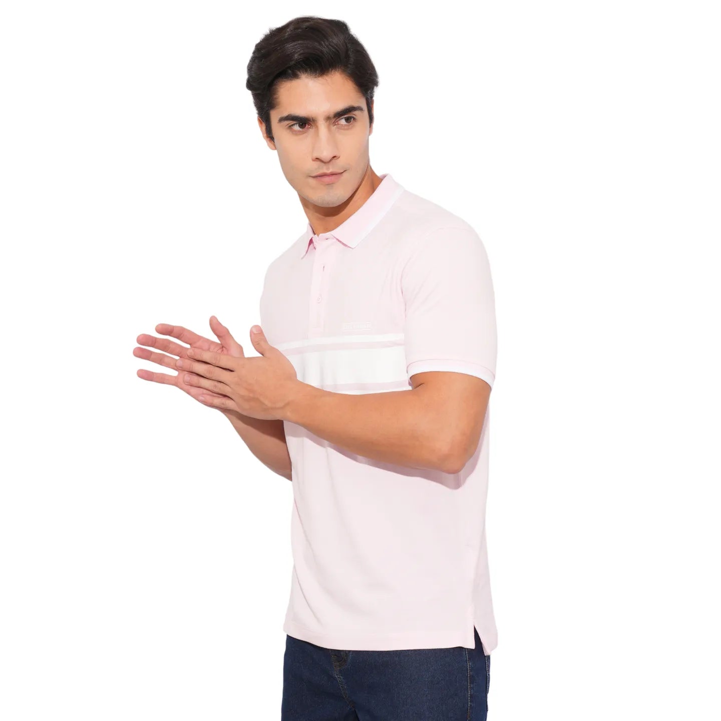 Being Human Clothing-Mens-Top-Polo Neck Lt.Pink