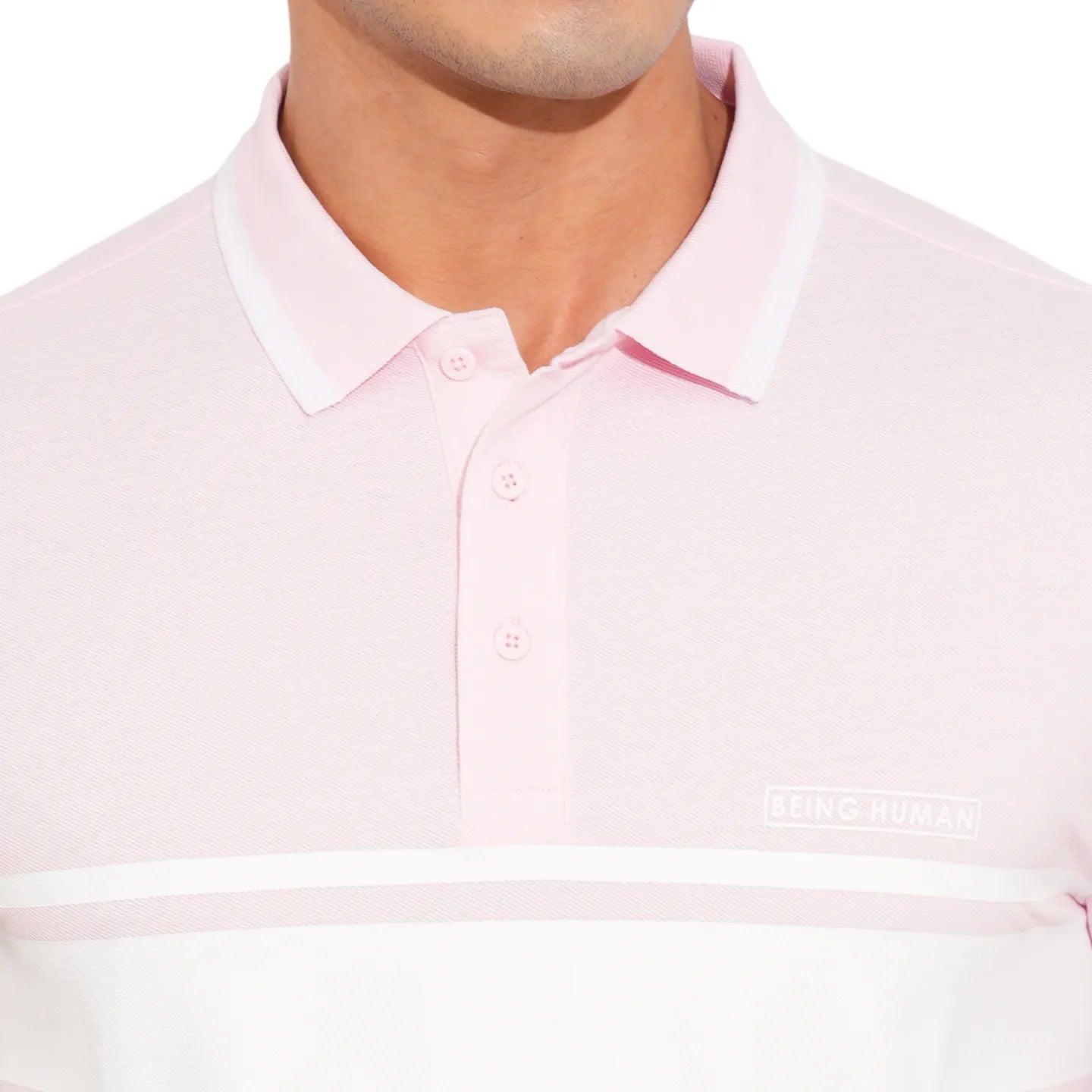 Being Human Clothing-Mens-Top-Polo Neck Lt.Pink