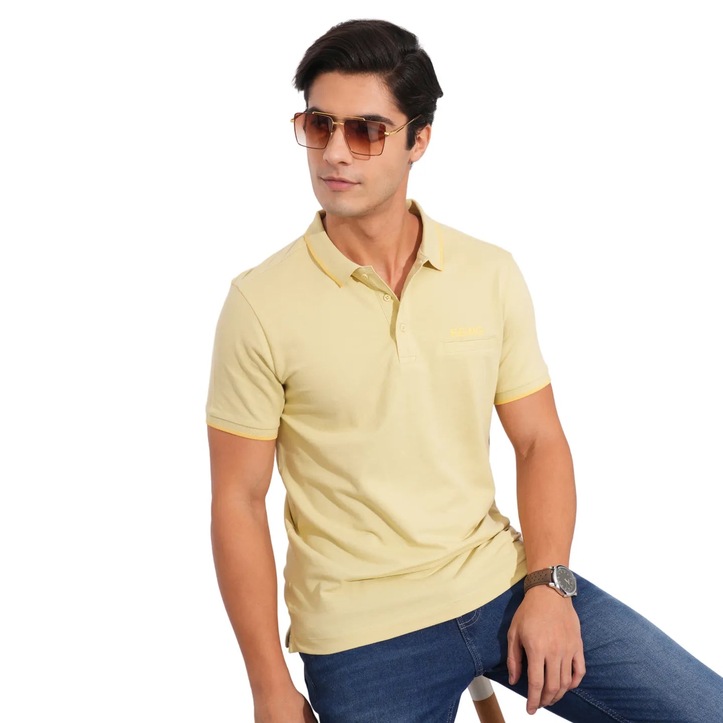 Being Human Clothing-Mens-Top-Polo Neck Beige