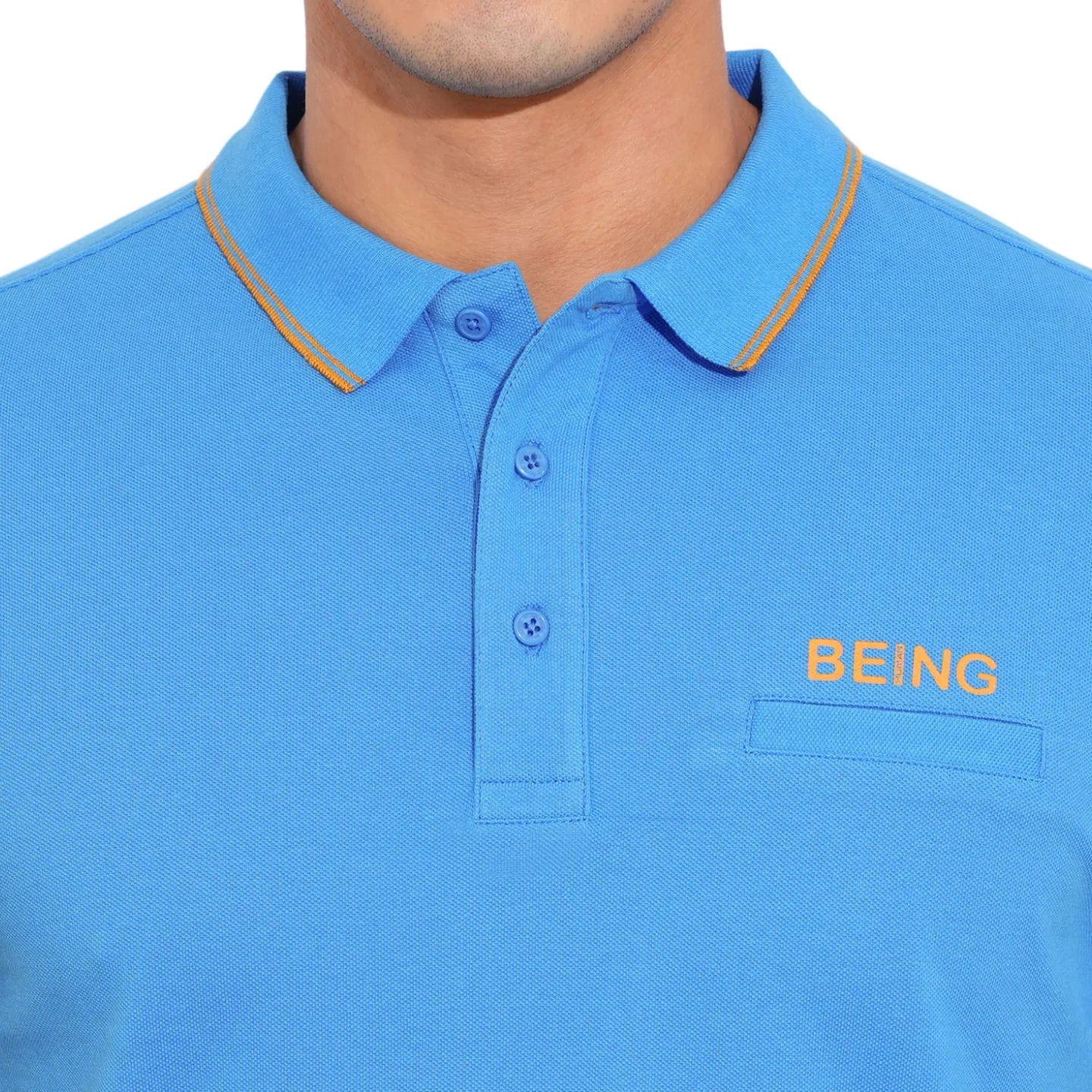 Blue Regular Fit Men's Polo T-Shirt by Being Human Clothing
